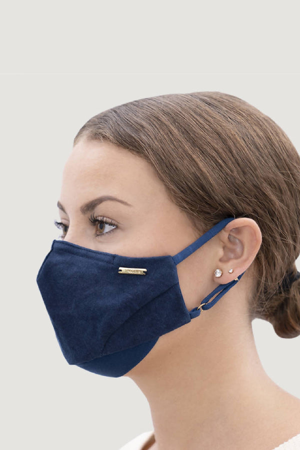 Linen Natural Dyed Face Mask in Indigo Blue