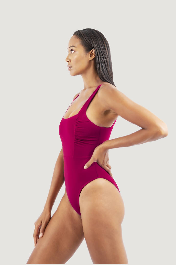 Saint Tropez Ruffled One-Piece Swimsuit in Red Coral