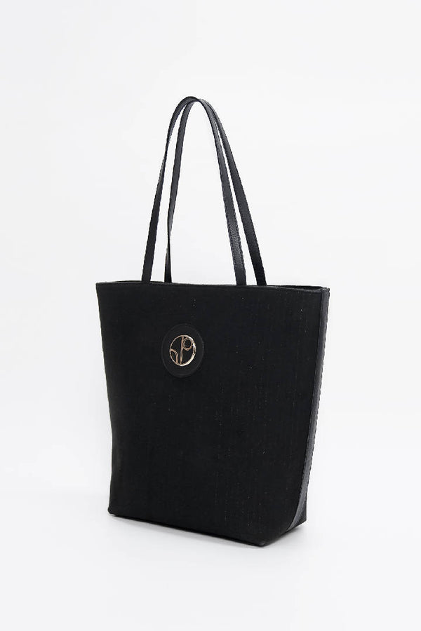 Monte Carlo Organic Cotton Tote Bag in Oyster Black