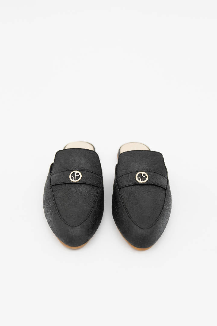 Cairo Mules in Charcoal Black