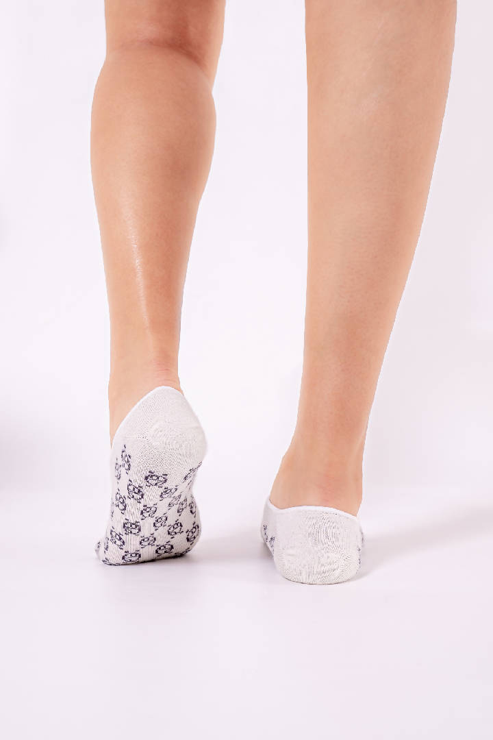 Modal Monogram No Show Socks in 2 White & 1 Black