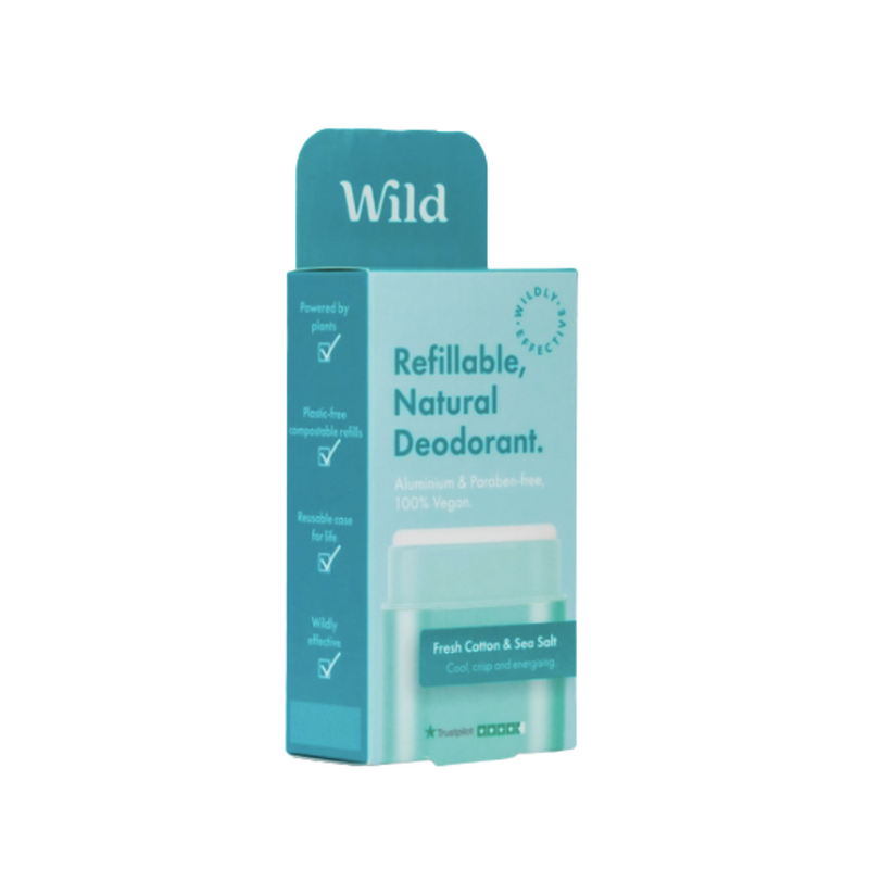 Wild Aqua Case and Fresh Cotton and Sea Salt Deodorant Refill