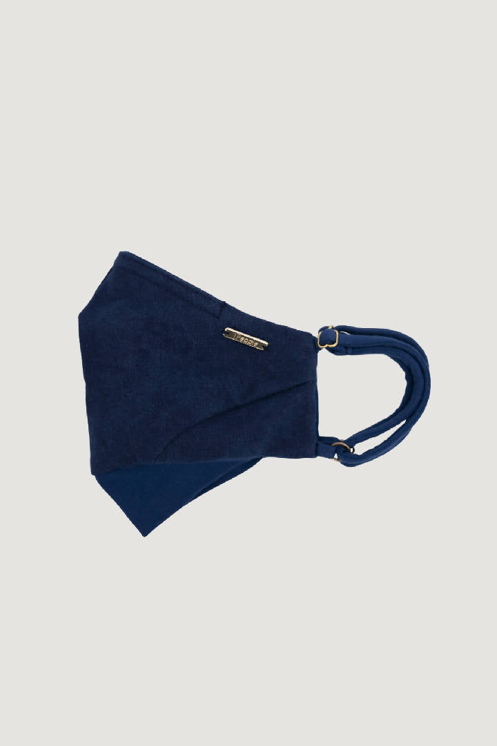 Linen Natural Dyed Face Mask in Indigo Blue