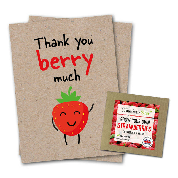 Thank You Berry Much - Eco-Friendly Kraft Greeting Card with Strawberry Seeds