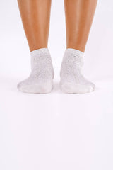 Modal Cable-Knit Ankle Socks in 2 White & 1 Black