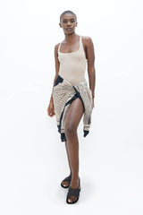 Biarritz TENCEL™ Modal Beach Sarong in Mix Sand & Oyster Black