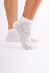 Modal Cable-Knit Ankle Socks in 2 Black & 1 White