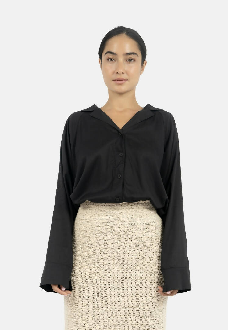 Siena Batwing Sleeve Shirt-Black
