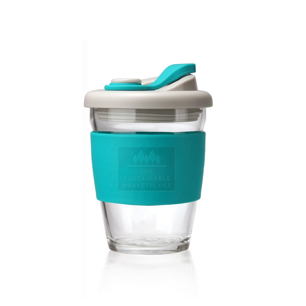 Reusable Glass Coffee Cup - Teal