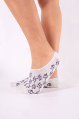 Modal Monogram No Show Socks in All White