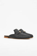 Cairo Mules in Charcoal Black