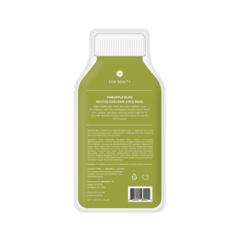 Pineapple Bliss Revitalising Raw Juice Biodegradable Sheet Face Mask