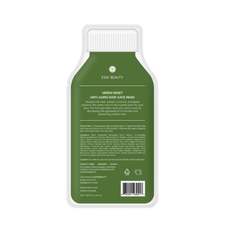 Green Reset Anti Ageing Raw Juice Biodegradable Face Sheet Mask
