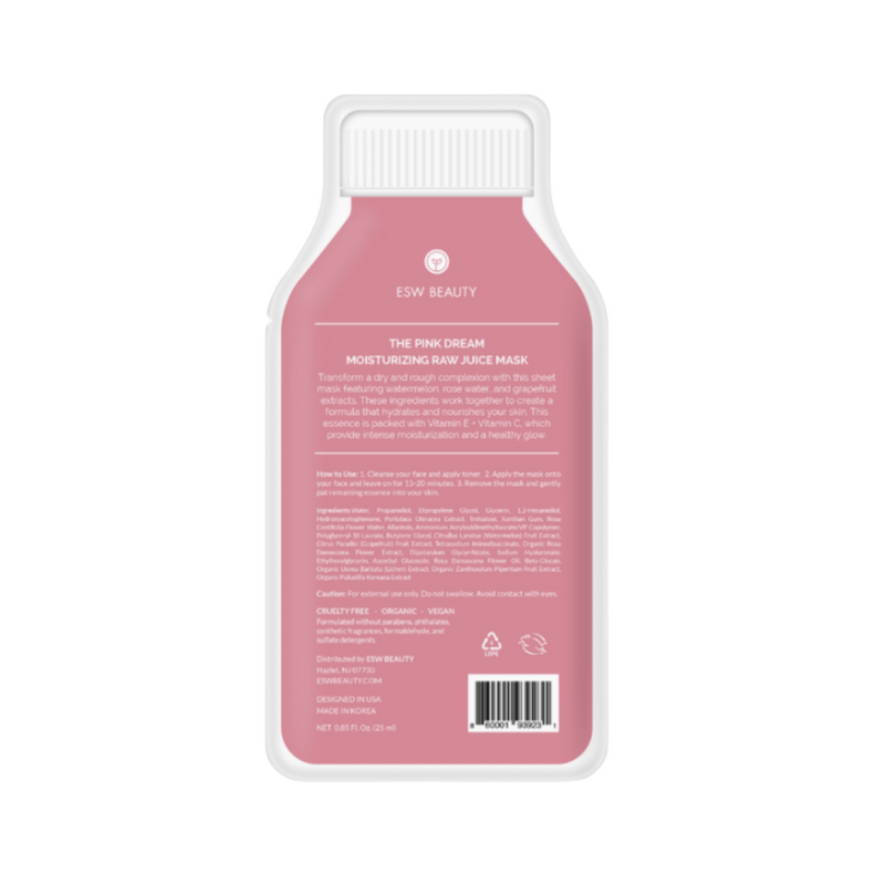 The Pink Dream Moisturising Raw Juice Biodegradable Sheet Mask