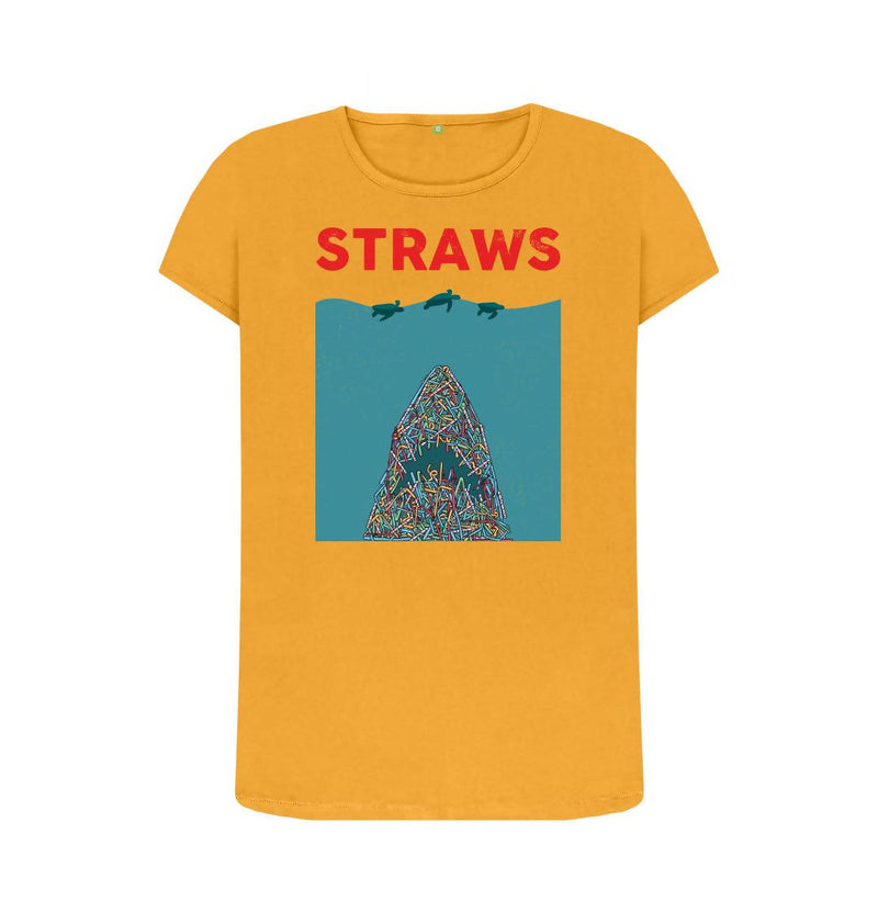 Ladies Eco & Vegan Friendly 100% Organic Cotton Tshirt - Straws
