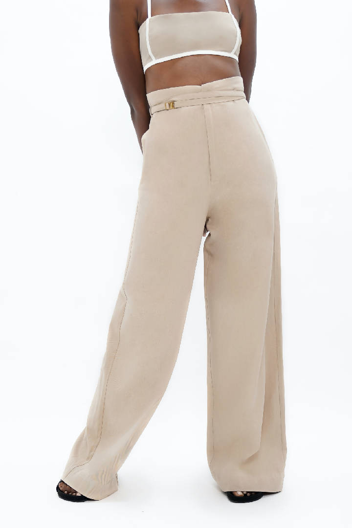 Florence Organic Cotton Pants in Sand Brown