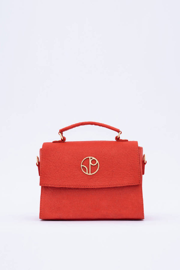 London Piñatex® Saddle Bag in Cherry Red