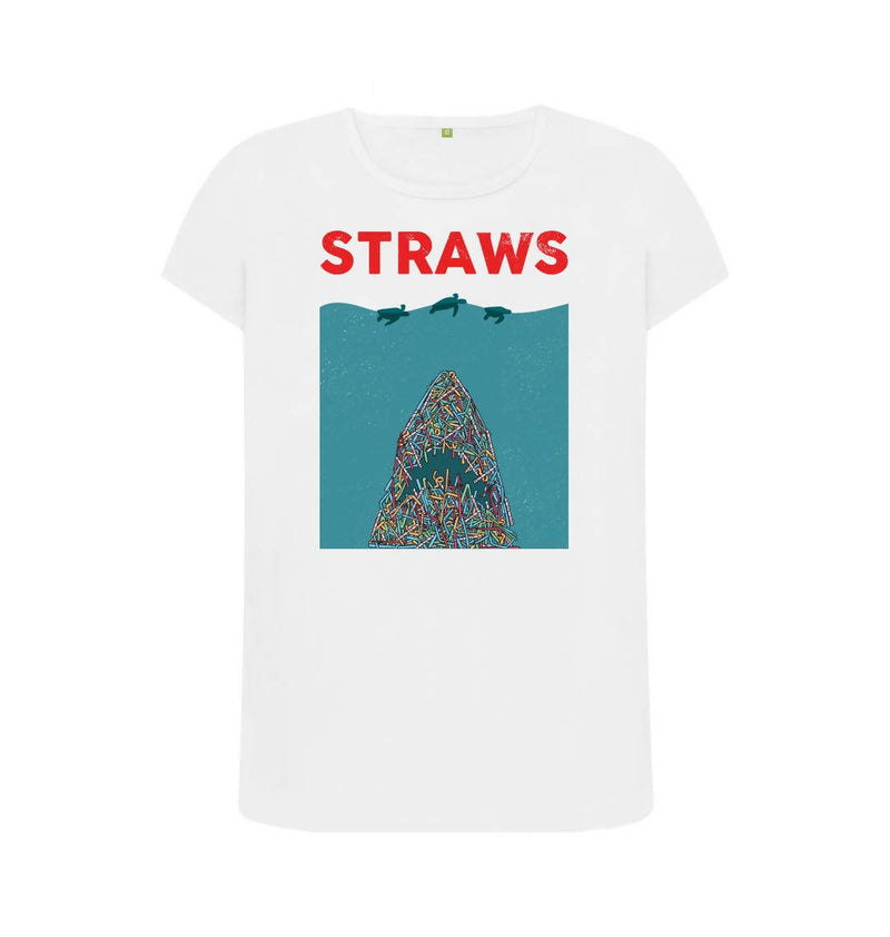 Ladies Eco & Vegan Friendly 100% Organic Cotton Tshirt - Straws