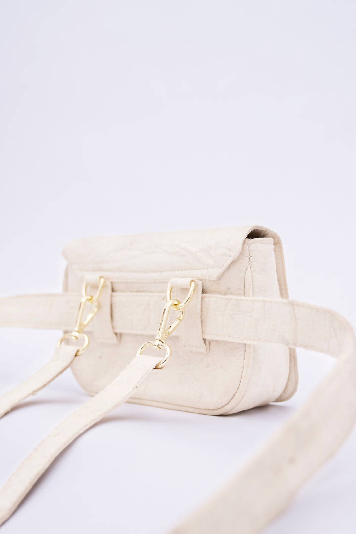 New York Piñatex® Belt Bag in Latte White
