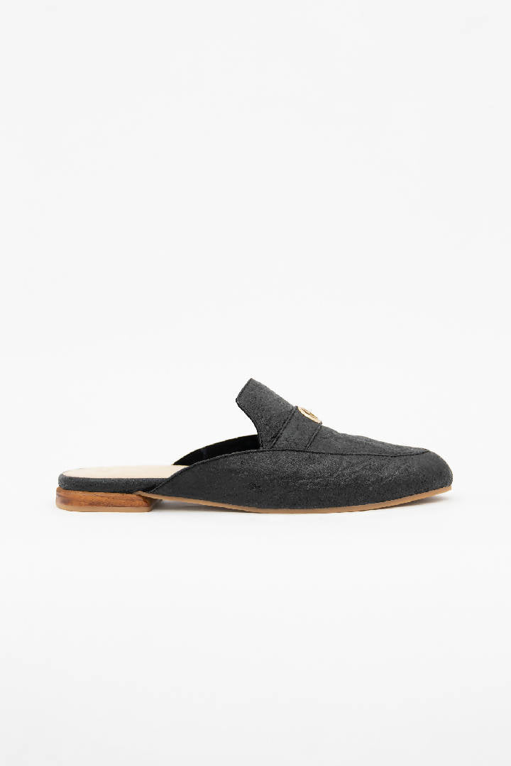 Cairo Mules in Charcoal Black