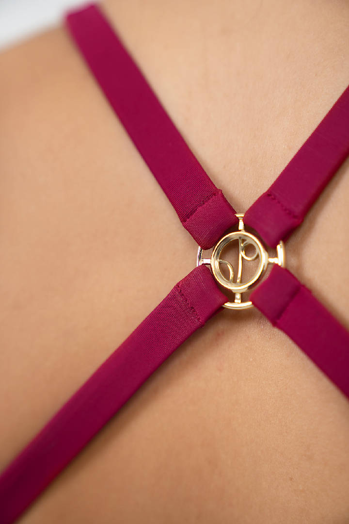 Crete Cross Back Bikini Top in Red Coral