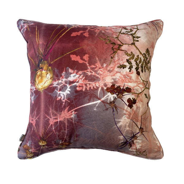 Luxury Irish Linen 50cm Wild Thistle Pink Vibrant Square Cushion