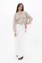 Ottawa - Hand Knitted Wool High Neck Sweater - Sand Marl