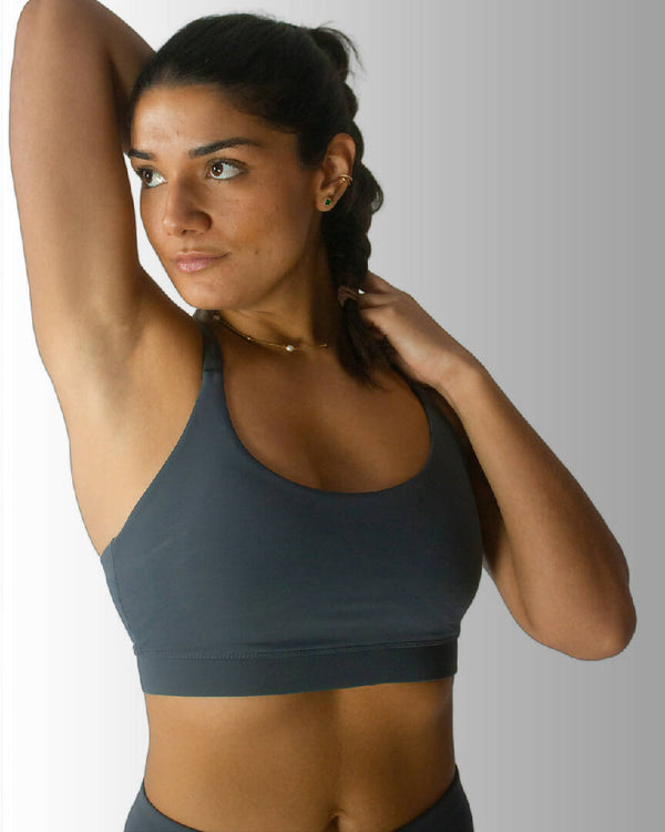 Minke Grey Strappy Sports Bra