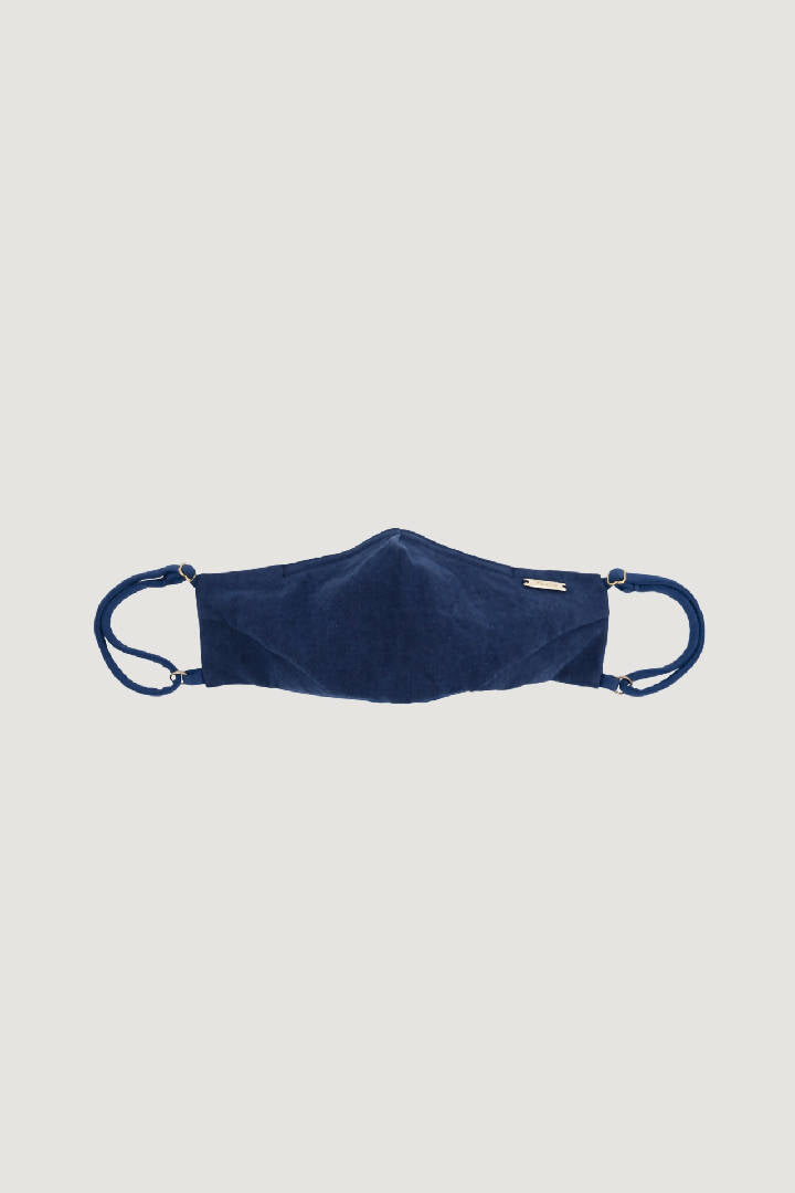 Linen Natural Dyed Face Mask in Indigo Blue