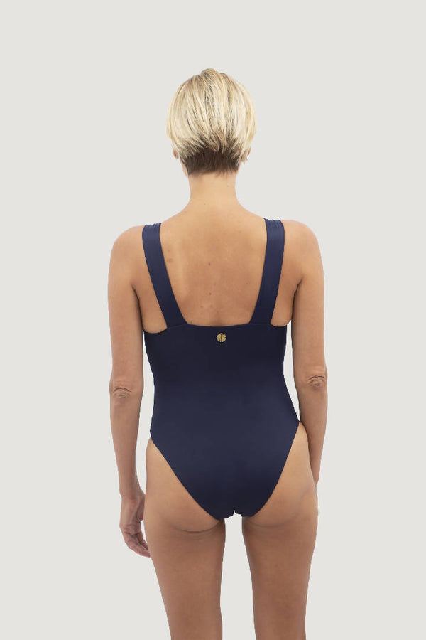 Saint Tropez Ruffled One-Piece Swimsuit in Deep Sea Blue