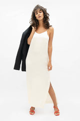 Calabar Silk Slip Dress in Pearl White