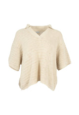 Sedona Crochet Polo Top-Natural