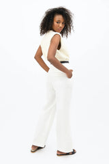 French Riviera Linen Wide Leg Pants in Porcelain White