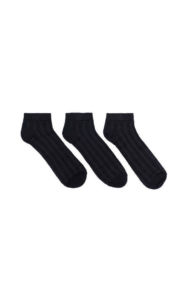 Modal Cable-Knit Ankle Socks in All Black