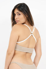 Crete Cross Back Bikini Top in Sand Brown