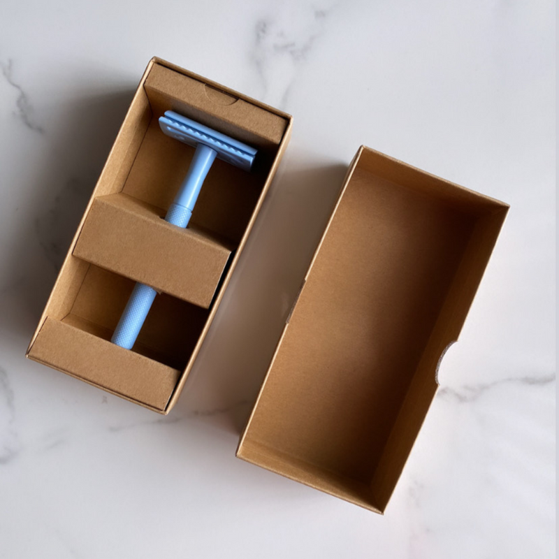Reusable Zero Waste Safety Razor Blue with box 