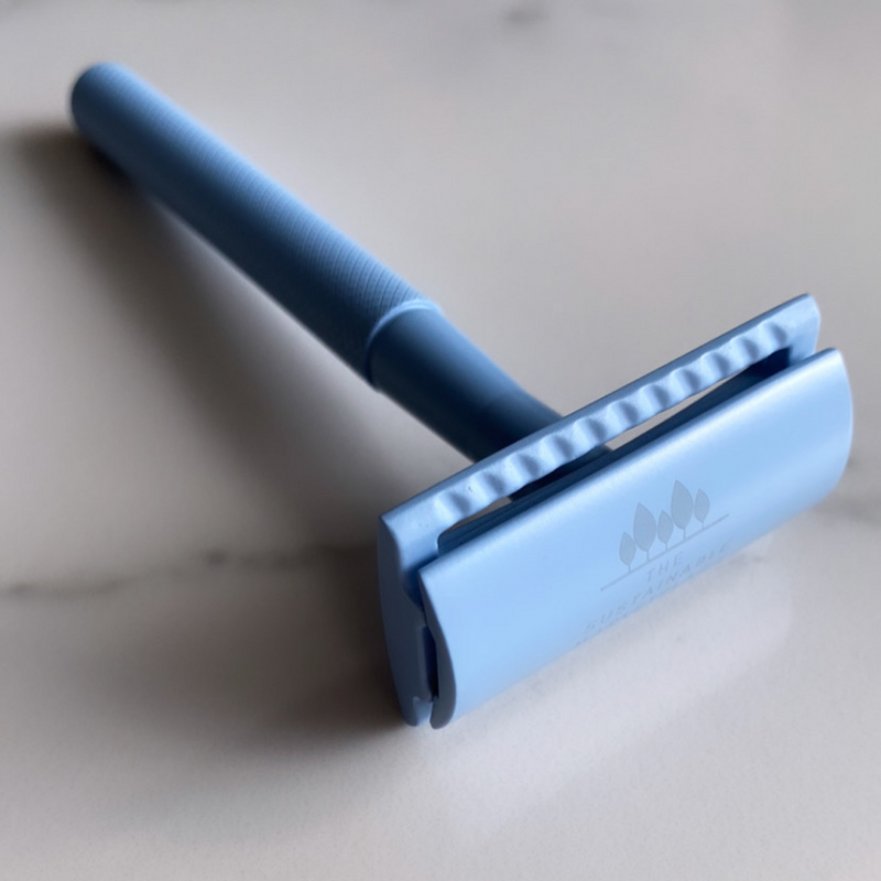 Blue reusable safety razor