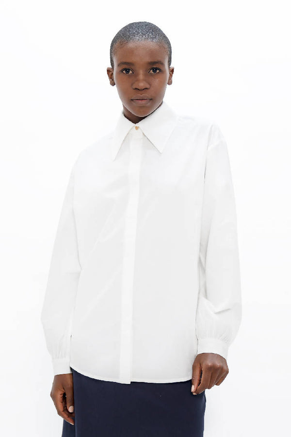 Prague Organic Cotton Collar Shirt in Cloud White