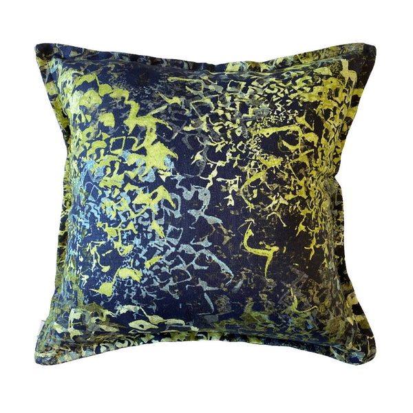 Luxury Irish Linen 40cm Helico Green Vibrant Square Cushion