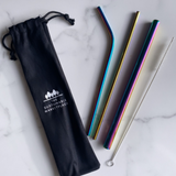 A set of Reusable Stainless Steel Straws in rainbow