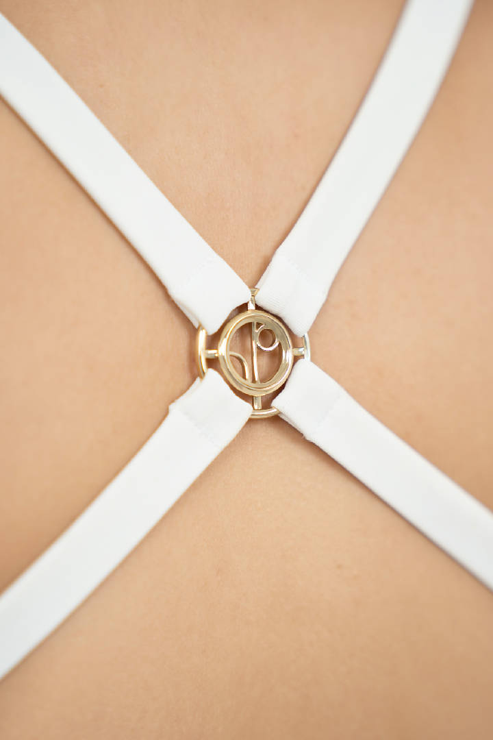 Mykonos Crisscross Swimsuit in Sand Brown