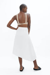 Mallorca Organic Cotton Asymmetric Skirt in White Dove