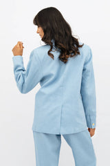 Havana Oversized Linen Blazer in Sommerhus Blue