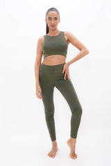 Boston - PYRATEX® Organic Cotton Open Back Bra Top - Green Ash